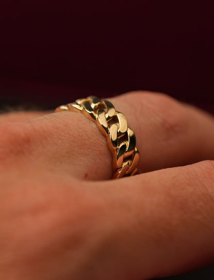 'No. 28' Solid Gold Chain Ring