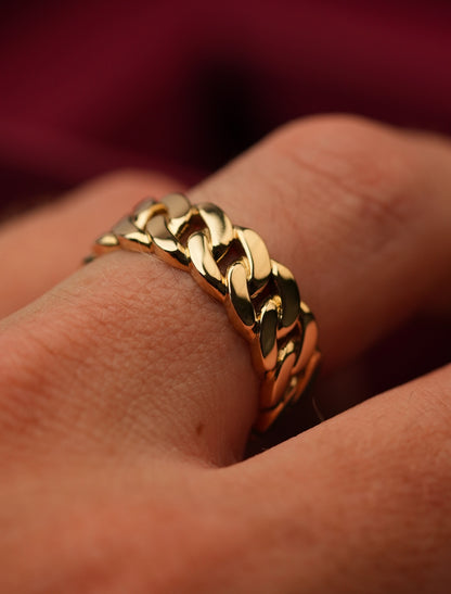 'No. 28' Solid Gold Chain Ring