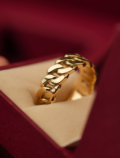 'No. 28' Solid Gold Chain Ring