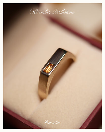 'No. 6' Solid Gold Ring (Citrine)