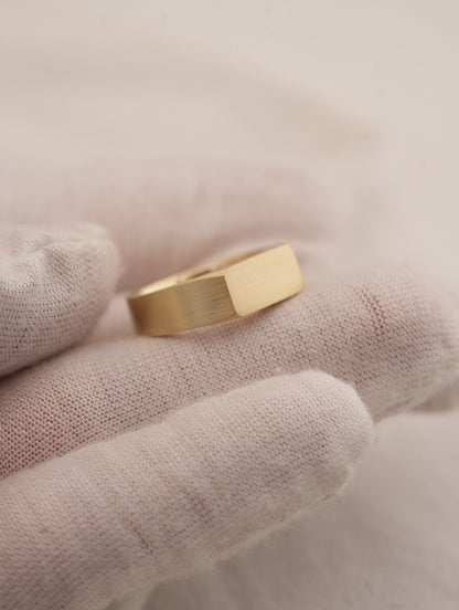 No. 6 (c) Chunky Solid Gold Signet Ring