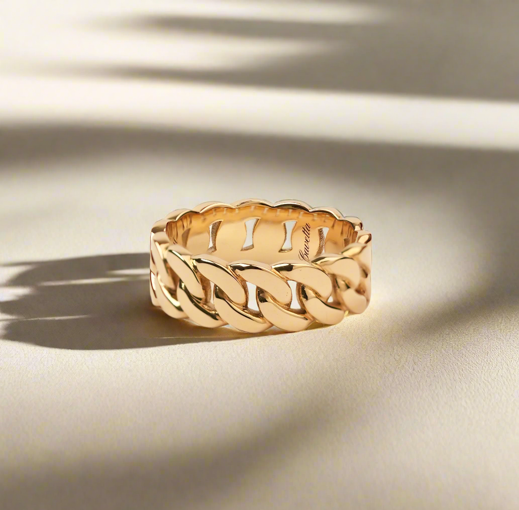 'No. 28' Solid Gold Chain Ring