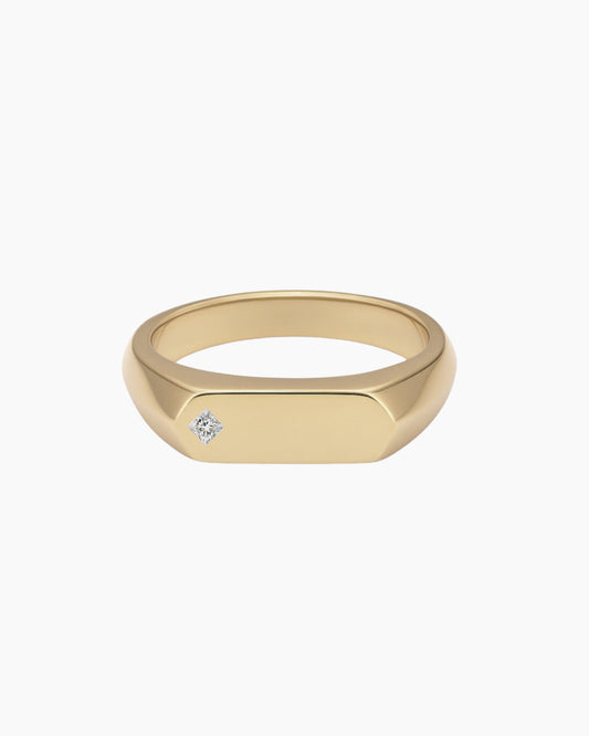 'No. 16' Solid Gold Ring (Square Diamond)