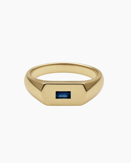 No. 16 Chunky Solid Gold Signet Ring (Sapphire)