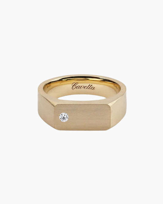No. 6 (c) Chunky Solid Gold Ring (Round Diamond)