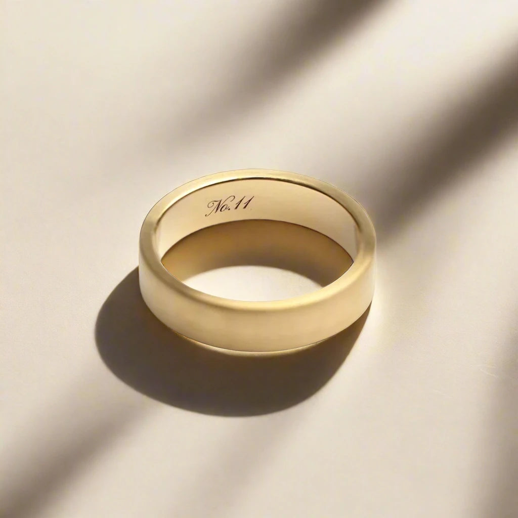 No. 11 Solid Gold Band handcrafted in Gold Coast, Australia.