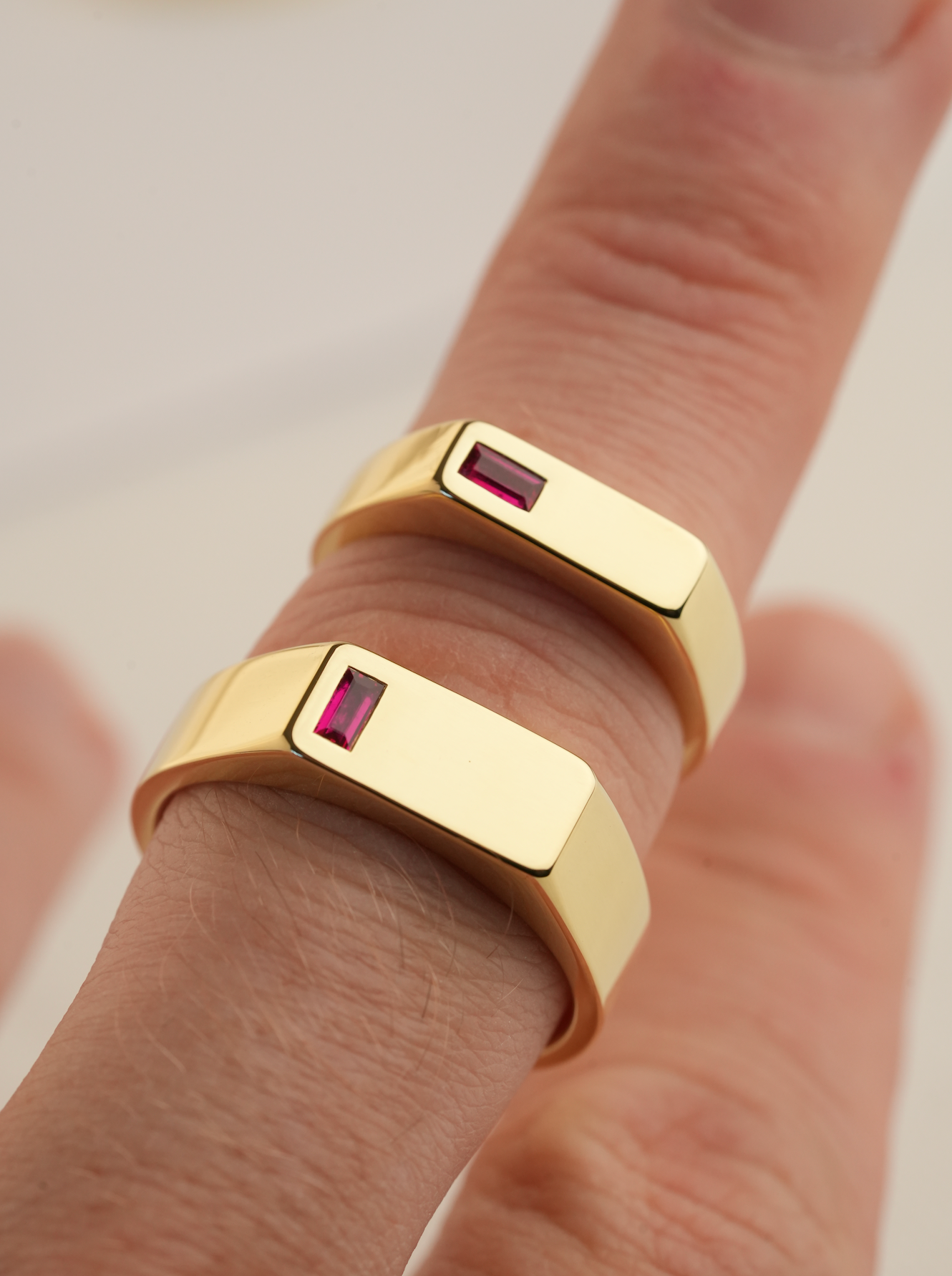 No. 6 (c) Chunky Solid Gold Ring (Ruby)