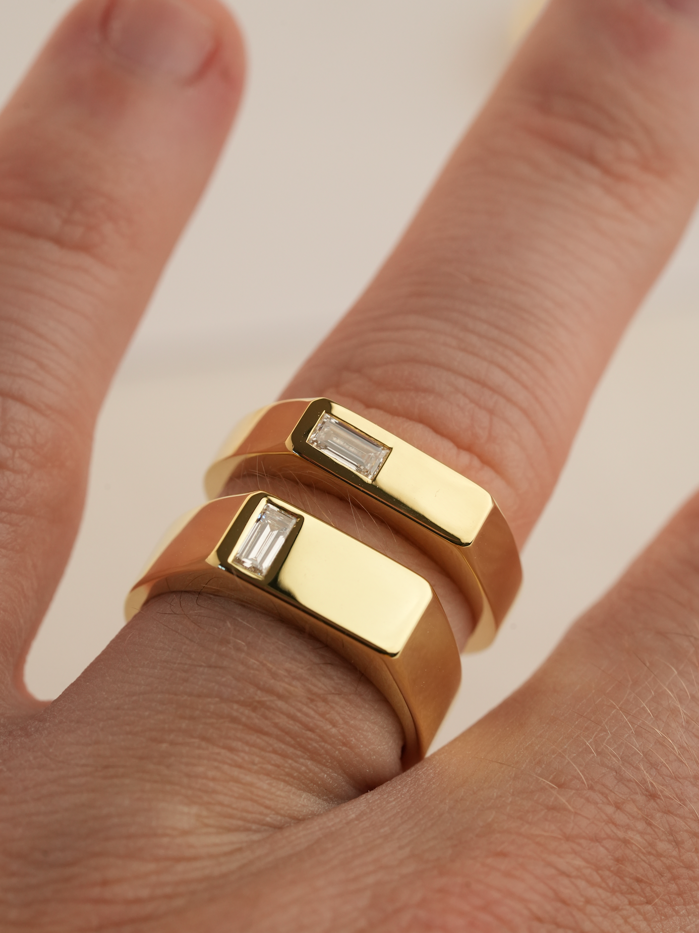 'No. 6' Solid Gold Ring (Baguette Diamond)