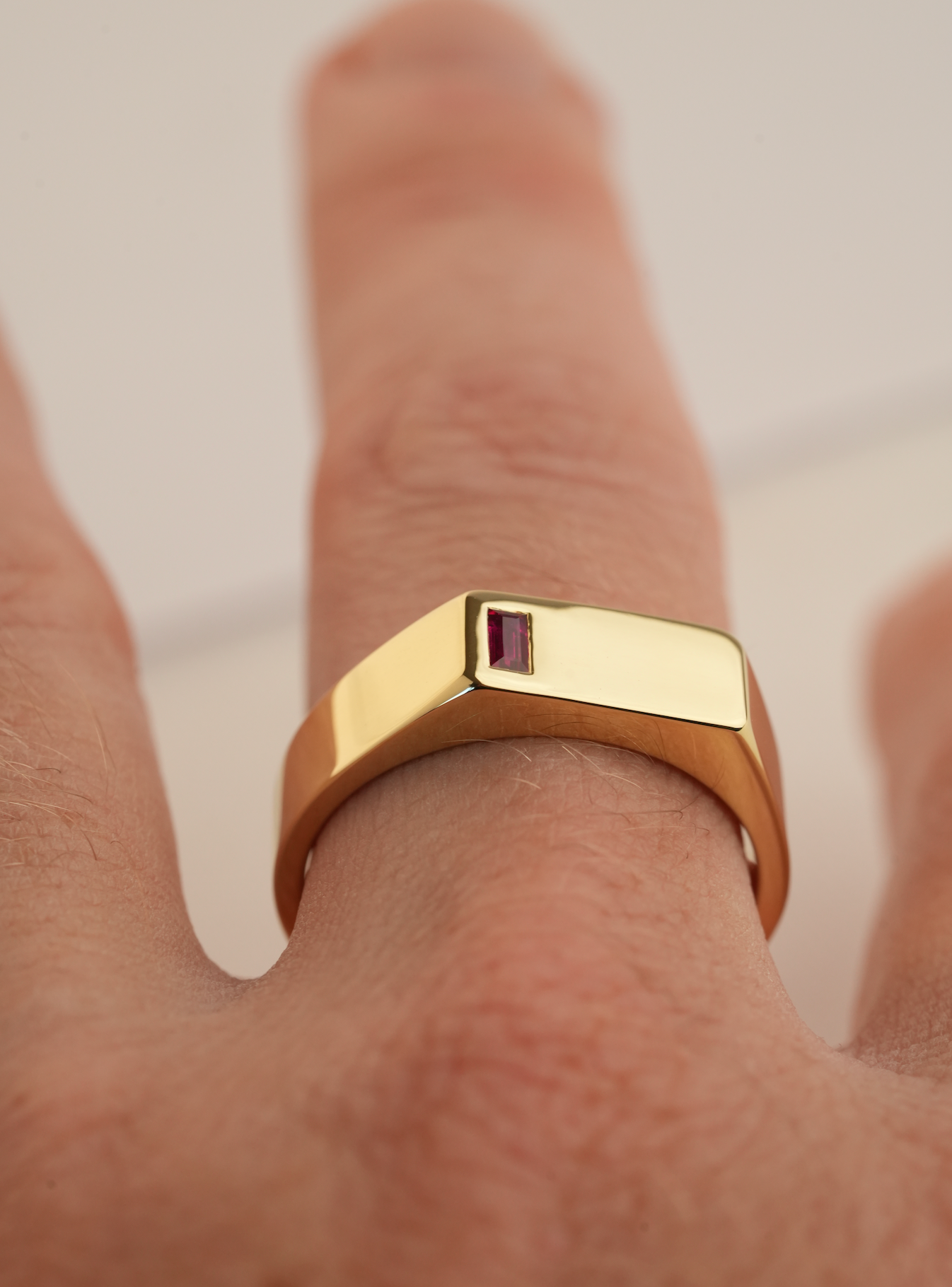 No. 6 (c) Chunky Solid Gold Ring (Ruby)