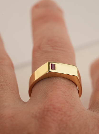 No. 6 (c) Chunky Solid Gold Ring (Ruby)