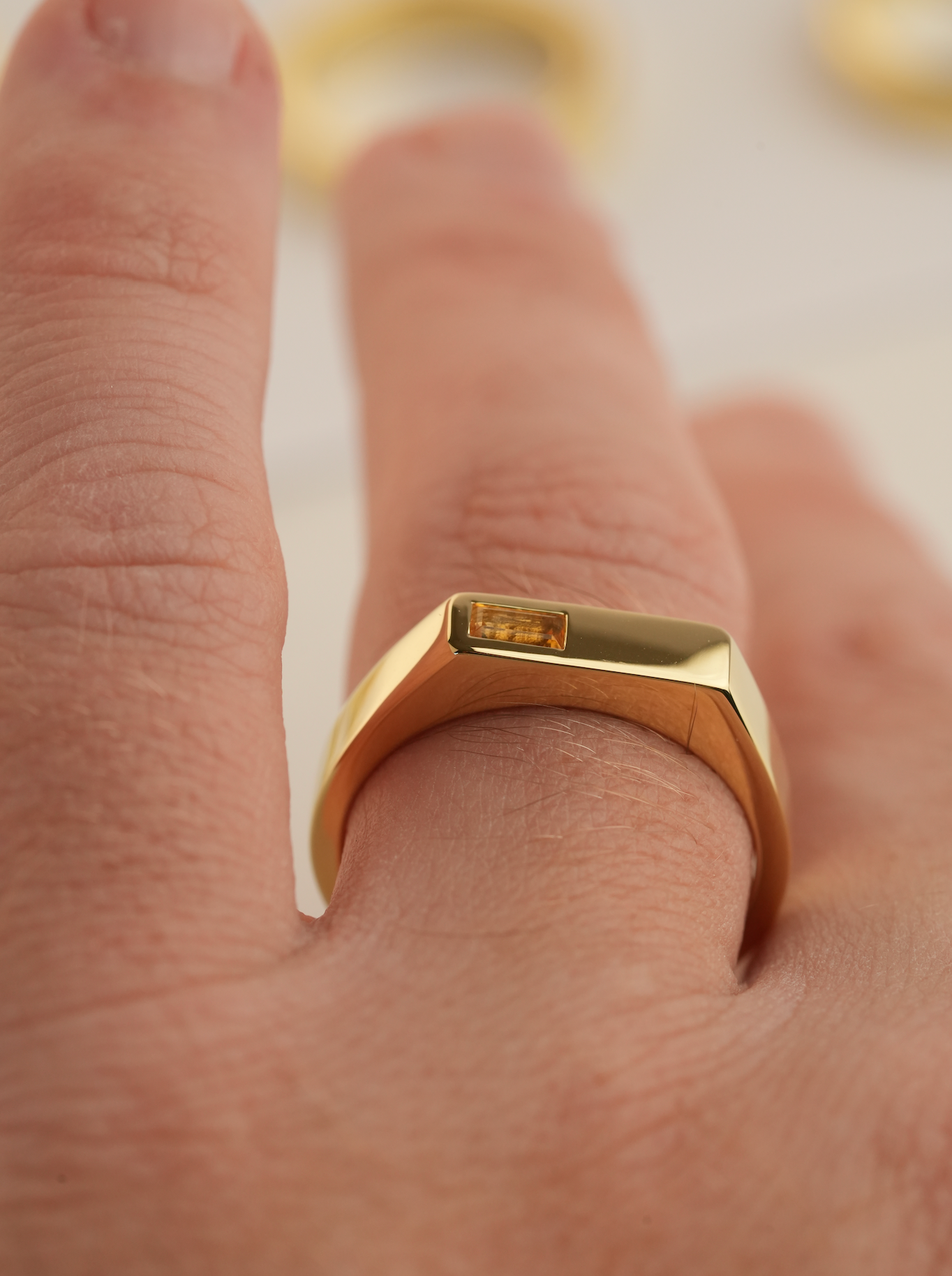'No. 6' Solid Gold Ring (Citrine)