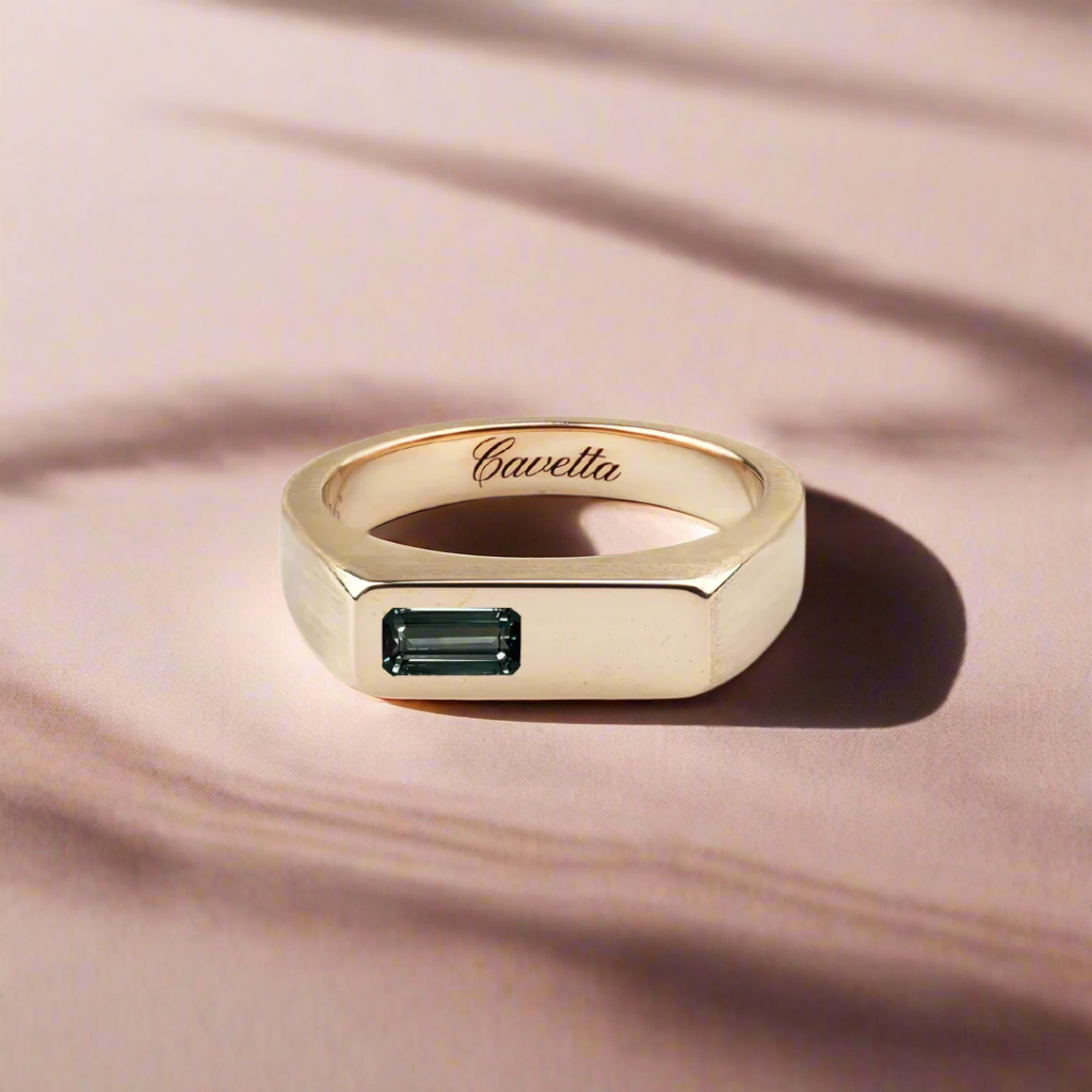 'No. 6' Solid Gold Ring (Sapphire)