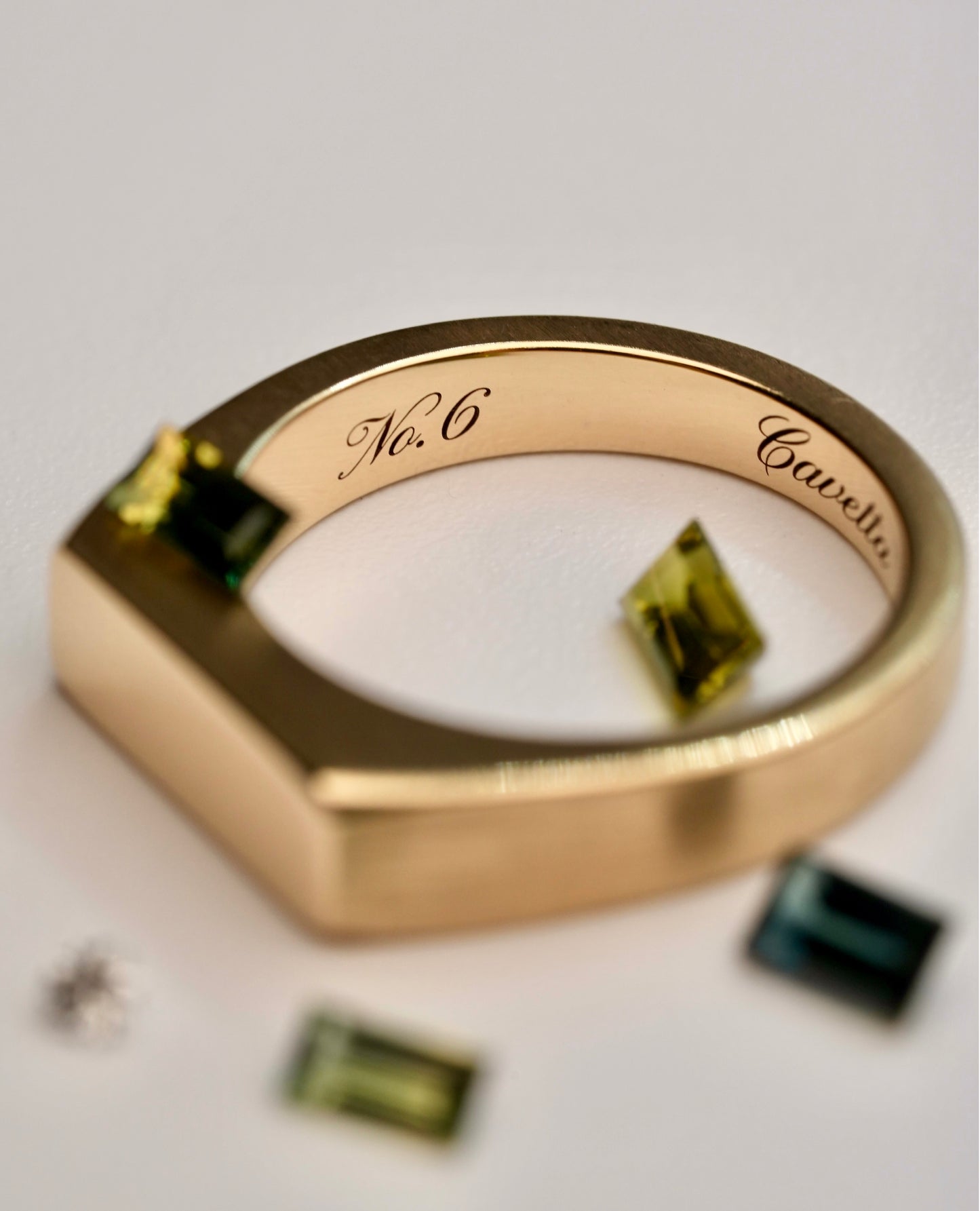 'No. 6' Solid Gold Ring (Sapphire)