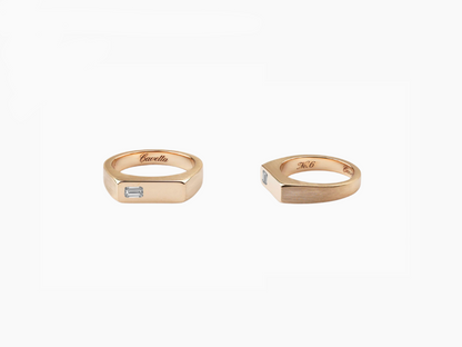 'No. 6' Solid Gold Ring (Baguette Diamond)