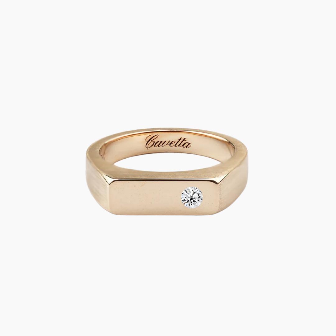 'No. 6' Solid Gold Ring (Round Diamond)