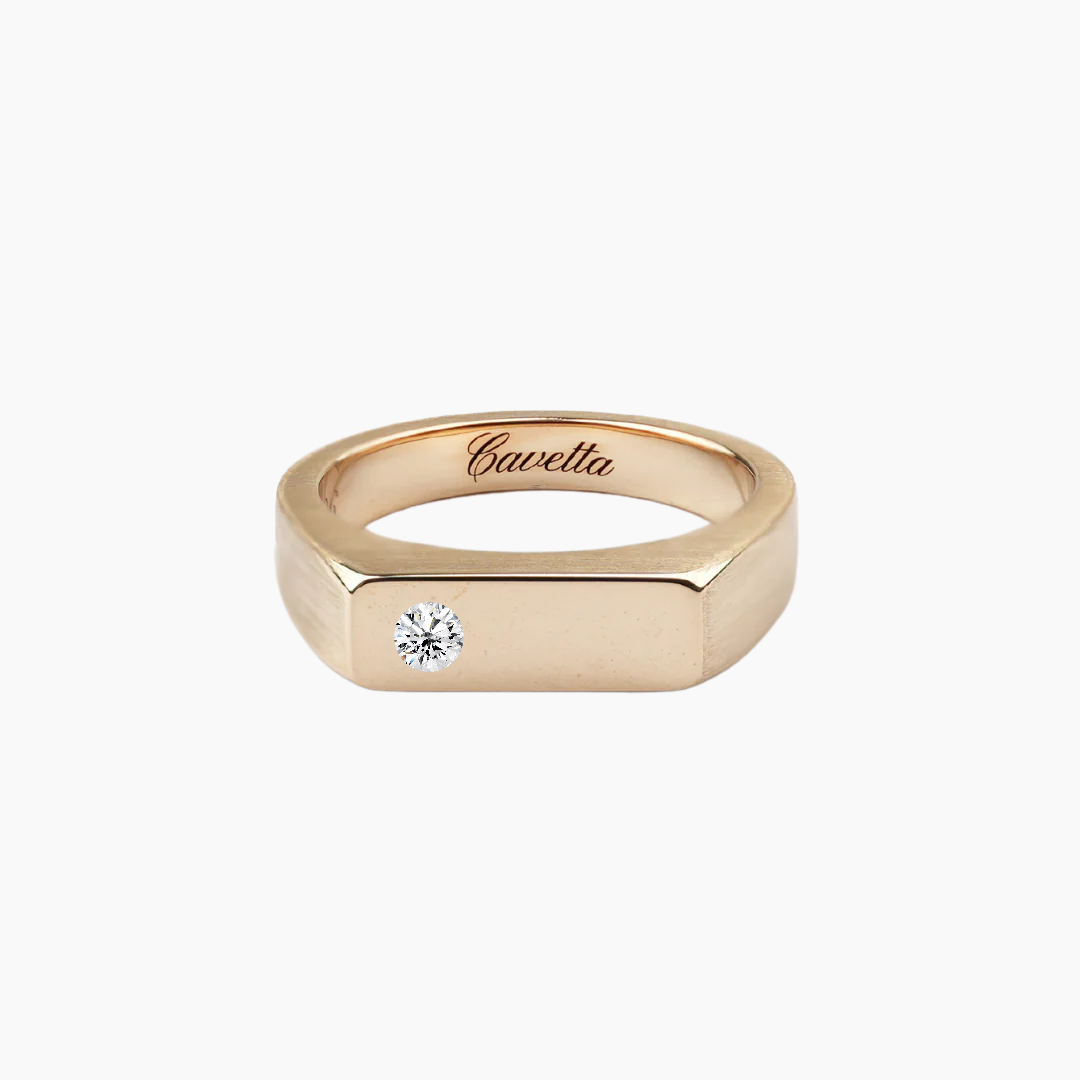 'No. 6' Solid Gold Ring (Round Diamond)