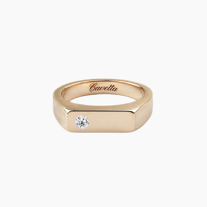 'No. 6' Solid Gold Ring (Round Diamond)