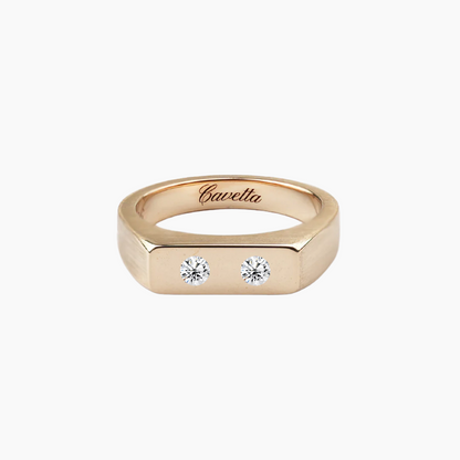 'No. 6' Solid Gold Ring (Round Diamond)