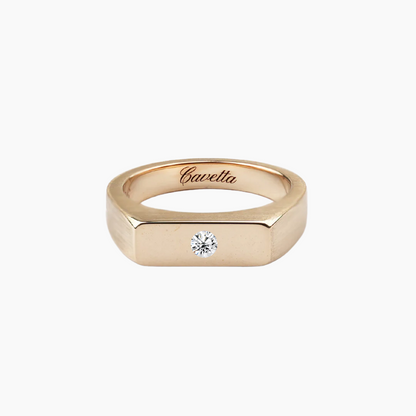 'No. 6' Solid Gold Ring (Round Diamond)