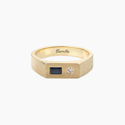 No. 6 (c) Chunky Solid Gold Ring (Round Diamond)