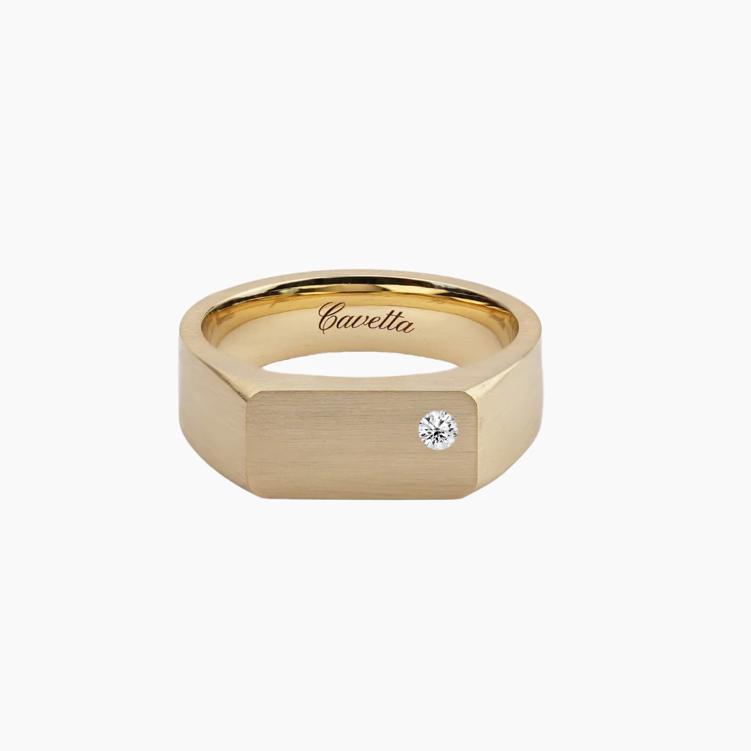 No. 6 (c) Chunky Solid Gold Ring (Round Diamond)