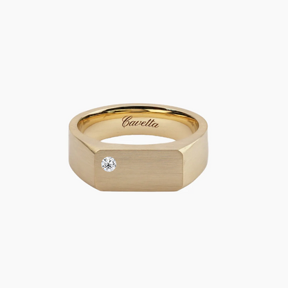 No. 6 (c) Chunky Solid Gold Ring (Round Diamond)