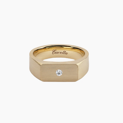 No. 6 (c) Chunky Solid Gold Ring (Round Diamond)