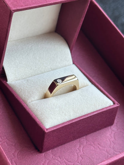 'No. 6' Solid Gold Ring (Round Diamond)