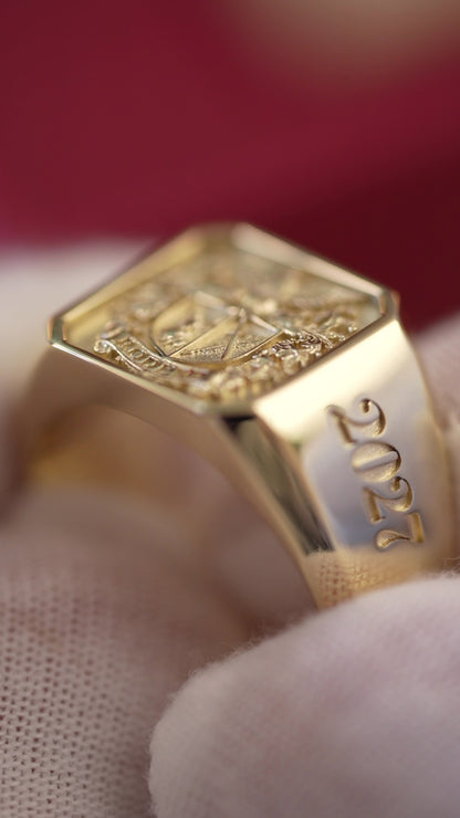 Custom 'No. 21' Family Crest Signet Ring