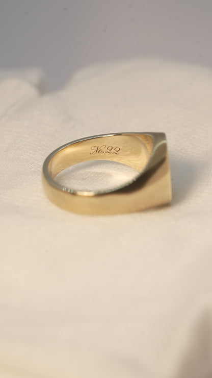 'No. 22' Solid Gold Signet Ring